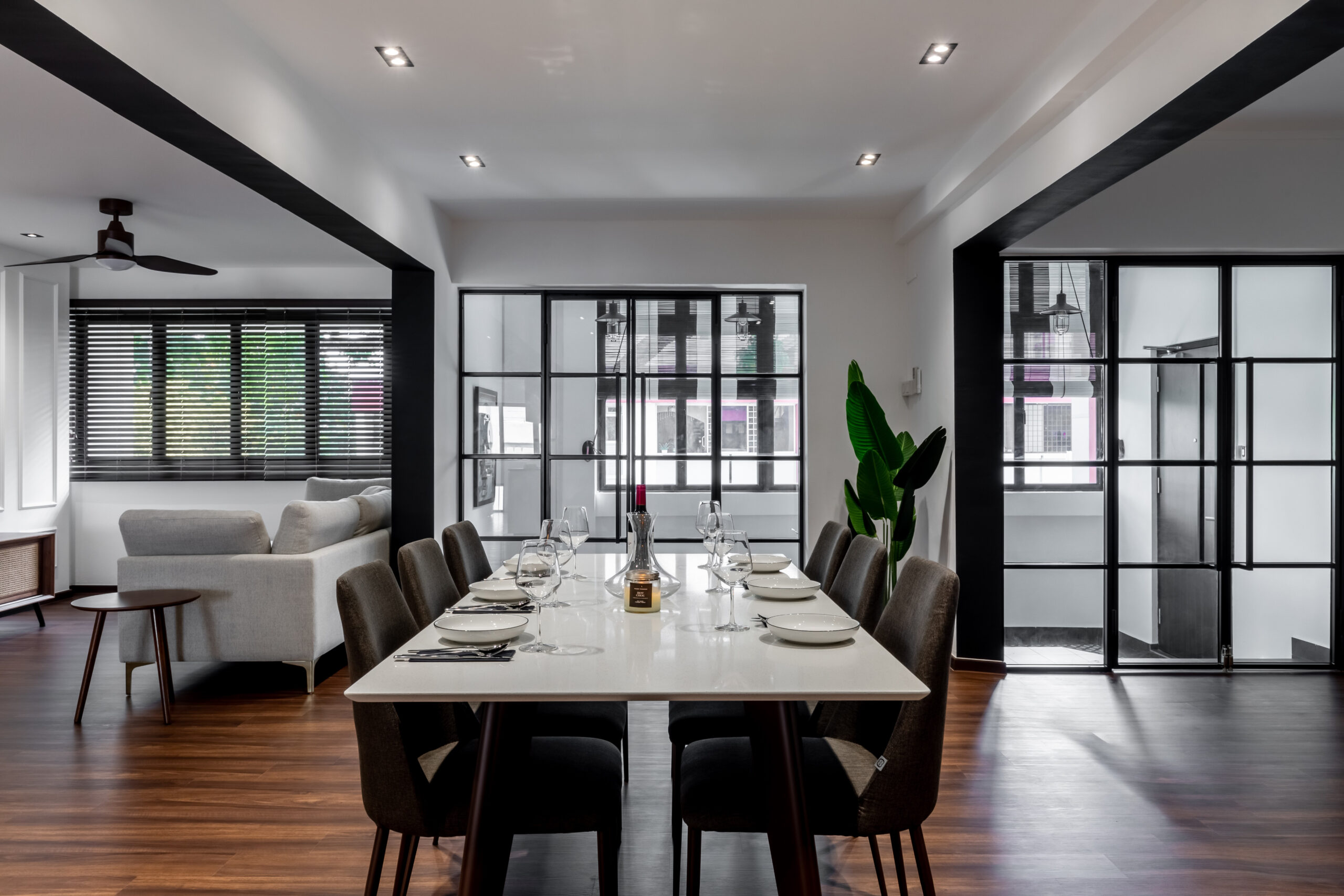 Modern dining and living area transformation through a&a works singapore