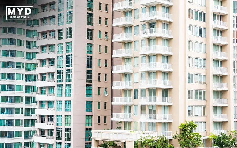 Residential building exteriors.