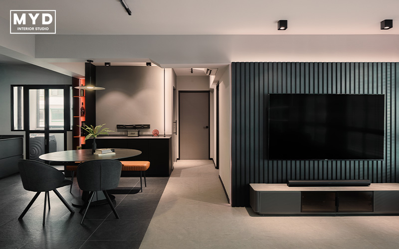 monochrome living room